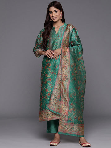 varanga-women-green-floral-printed-straight-kurta-with-bottom-and-dupatta-vskd32024